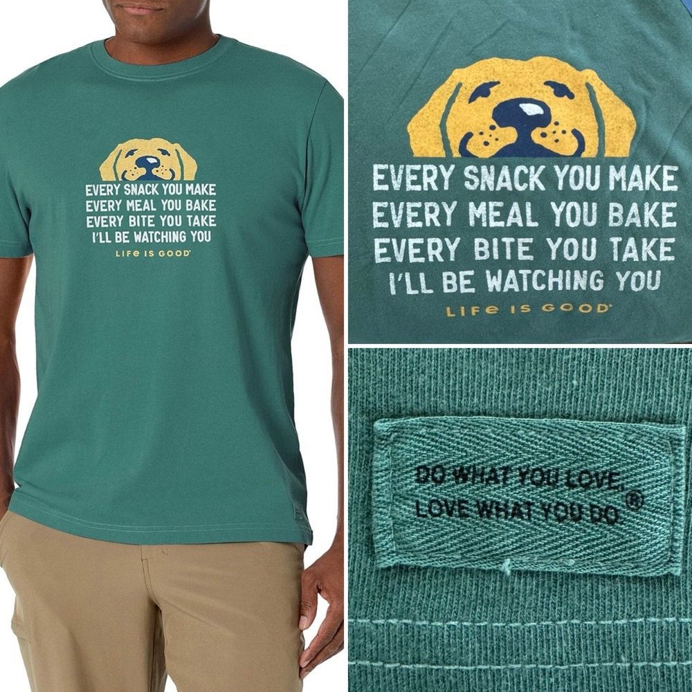 NWT Life is Good Golden Retriever Dog Crusher Shirt Every Snack You Make Men 2XL